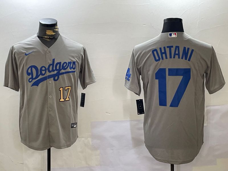 Men Los Angeles Dodgers #17 Ohtani Grey Game 2024 Nike MLB Jersey style 11205